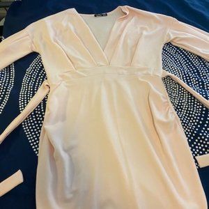 BooHoo Maternity Pink Quarter Length Sleeve Midi Dress - Size 16